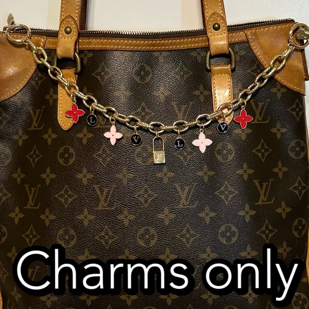 Authentic Louis Vuitton Lock Charm with Unbranded Lacquer Charms on Chunky Chain